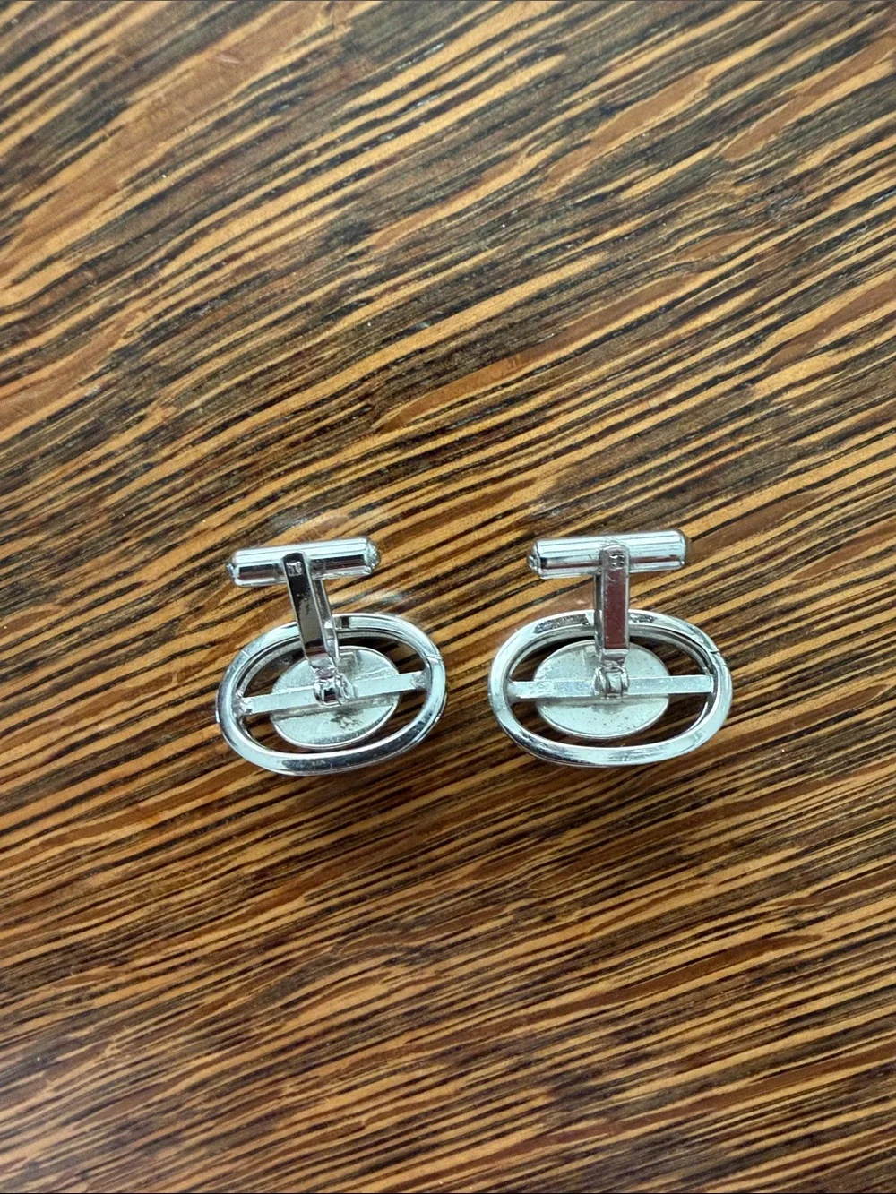 Men's Silver Cufflinks with Blue Stone Accent